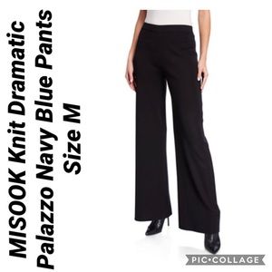 MISOOK Knit Dramatic Palazzo Navy Blue Pants M